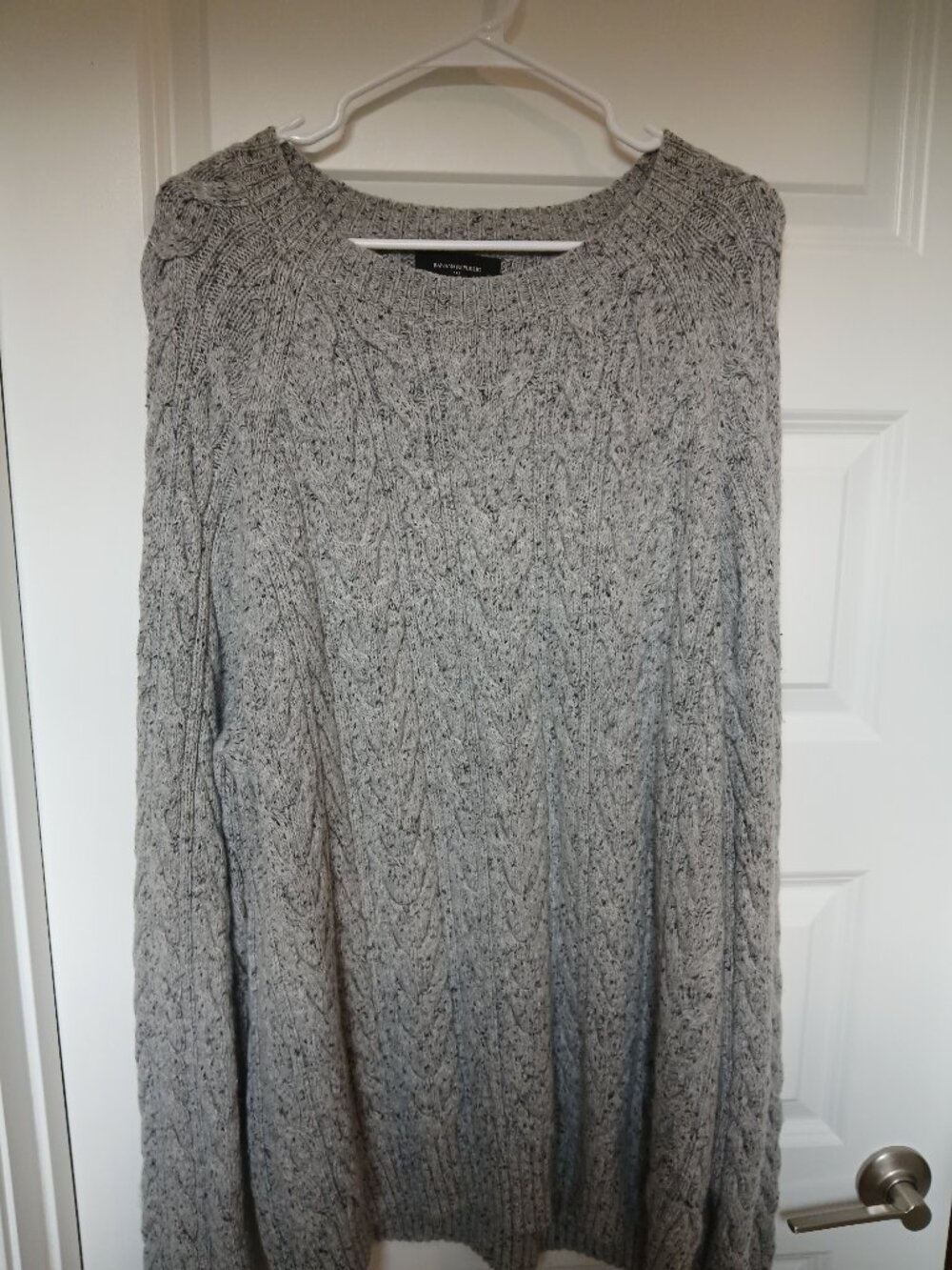 Banana Republic Men's XL Gray Cable Knit Crew Neck Sweater | Never Worn | EC